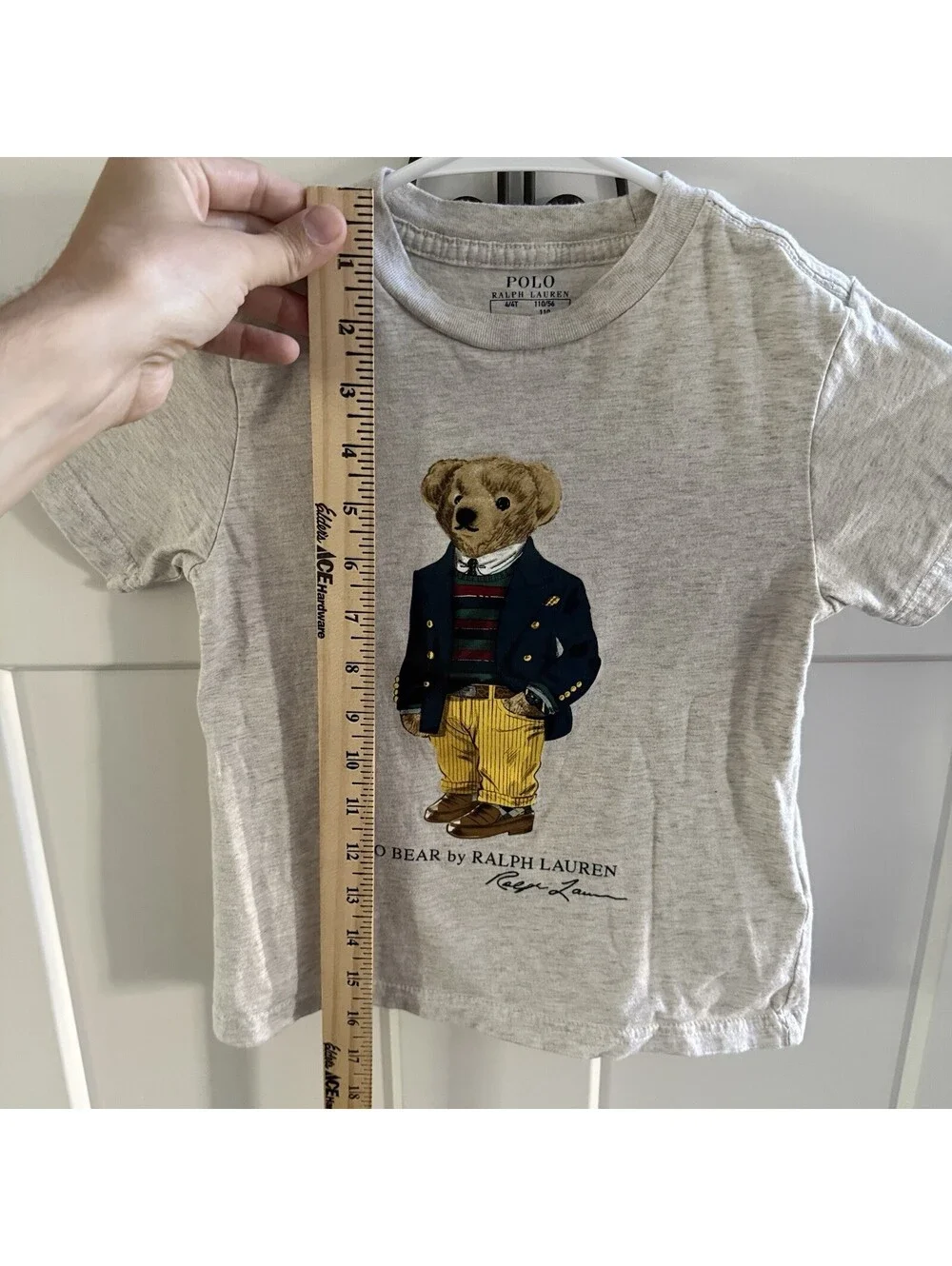 Polo Ralph Lauren Bear T-Shirt Kids 4T Gray Graphic Short Sleeve Cotton Tee